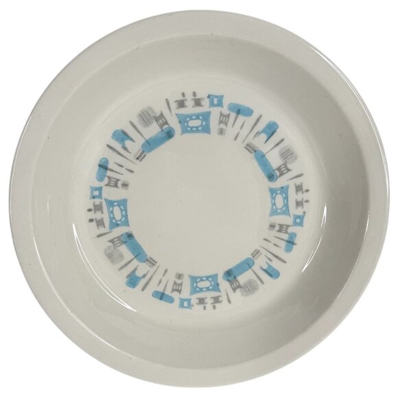 Royal China Blue Heaven Atomic Pie Plate Mid Century Modern Ceramic 9 7/8” VTG - Picture 1 of 4
